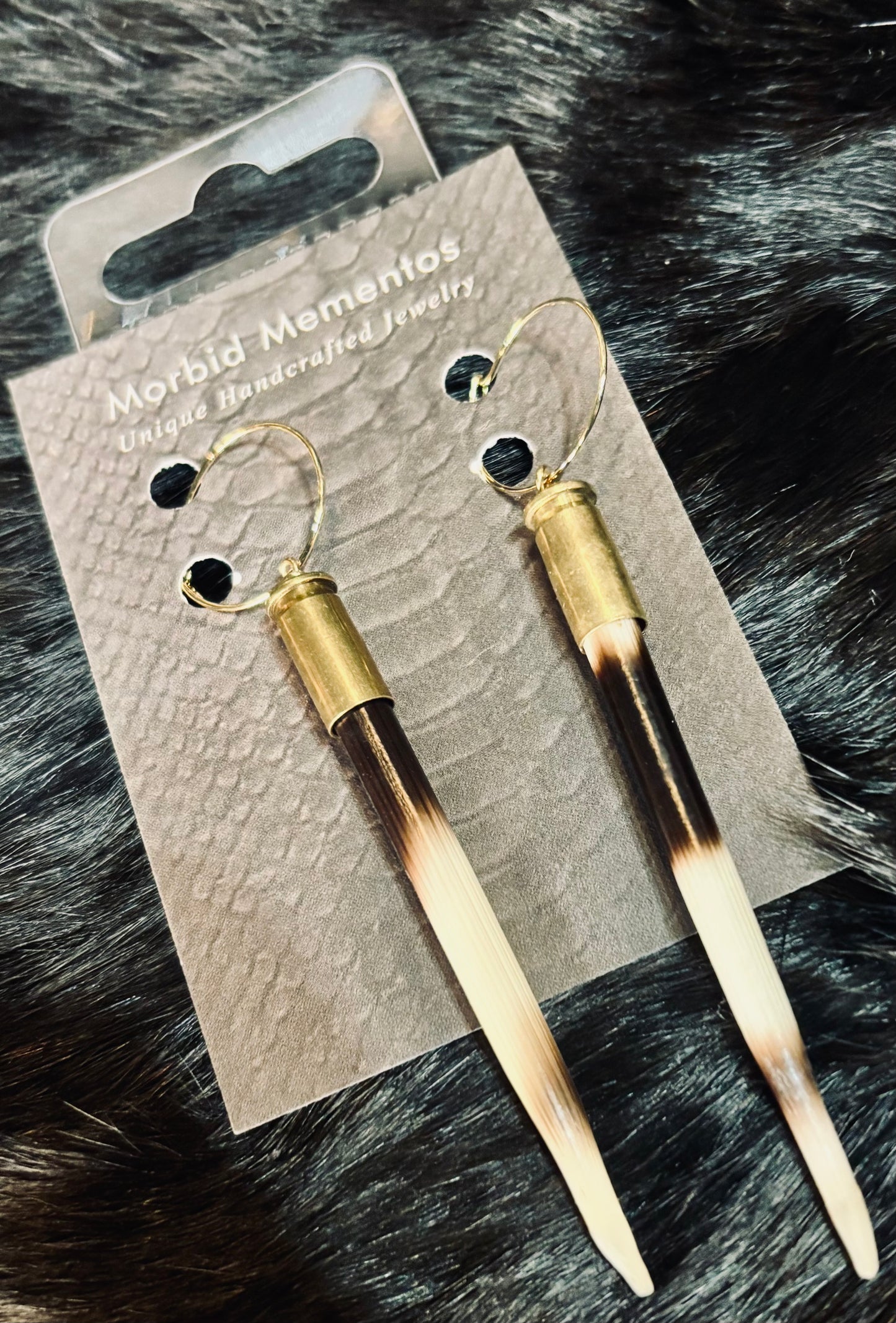 Porcupine Quill and Brass Bullet Casings E204