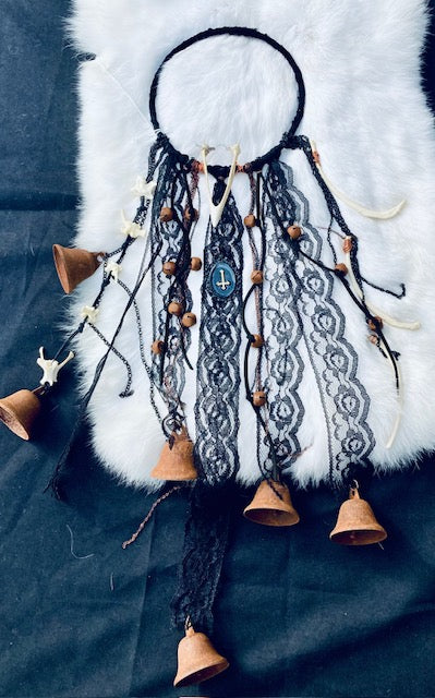 Traditional Antique Witch Bells with Bones D208