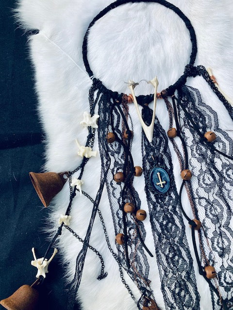 Traditional Antique Witch Bells with Bones D208