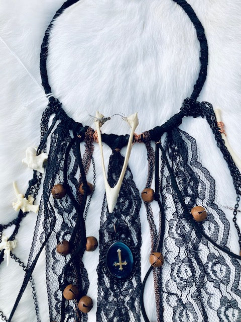 Traditional Antique Witch Bells with Bones D208