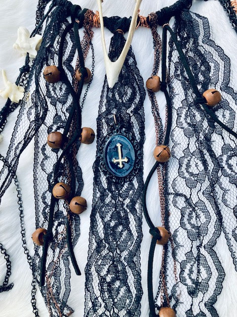 Traditional Antique Witch Bells with Bones D208