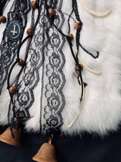 Traditional Antique Witch Bells with Bones D208