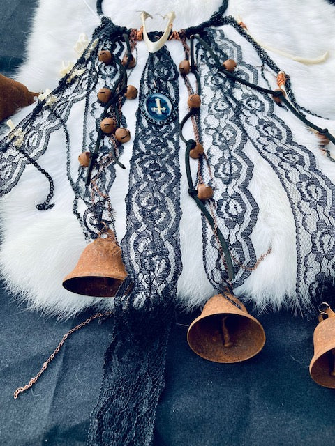 Traditional Antique Witch Bells with Bones D208