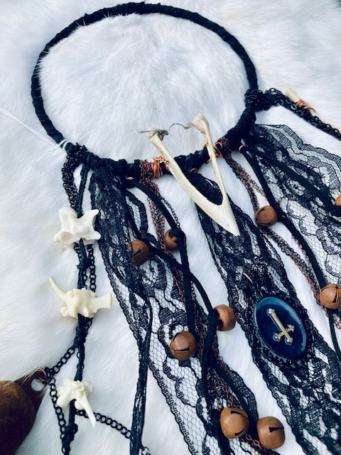Traditional Antique Witch Bells with Bones D208
