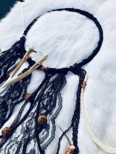 Traditional Antique Witch Bells with Bones D208
