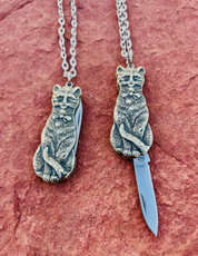 Brass Cat Knife Necklace N613