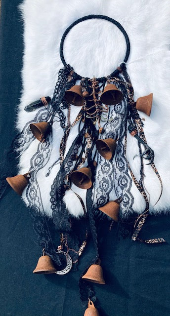 Traditional Witch Bells with Bones and Crystals
