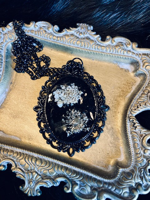 Real Poison Hemlock Flower Pendant N239