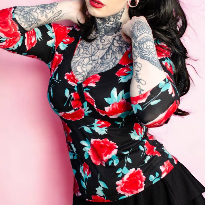 Floral Pinup Top Large - Demi Loon G257