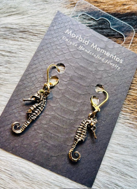 Bronze Seahorse Earrings E242
