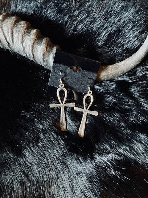 Stainless Steel Ankh Dangle Earrings