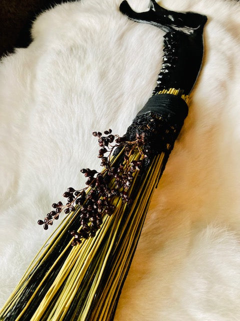 Altar Broom/Besom with Real Mandible Handle