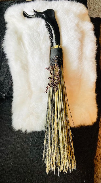 Altar Broom/Besom with Real Mandible Handle