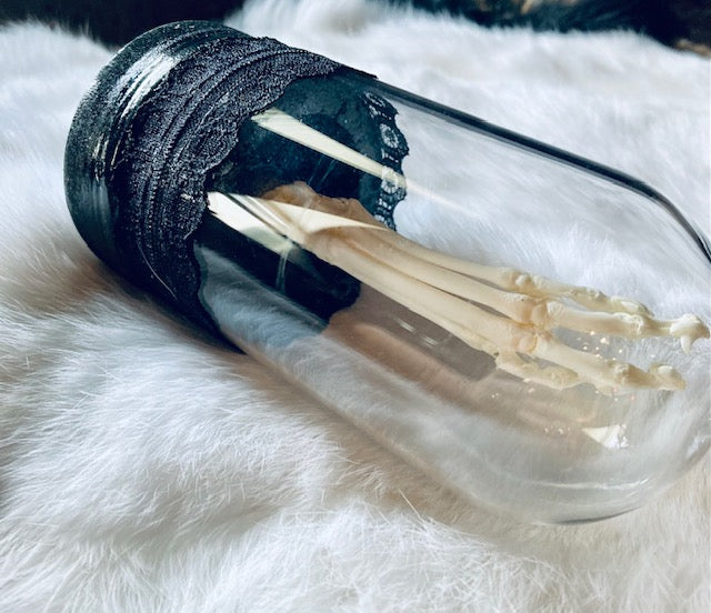 Real Rear Articulated Cat Paw In Glass Cloche D290