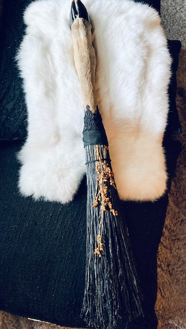 Altar Broom/Besom with Real Taxidermy Deer Leg Handle A202