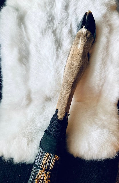 Altar Broom/Besom with Real Taxidermy Deer Leg Handle A202