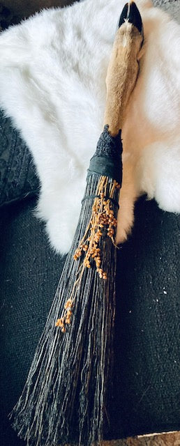 Altar Broom/Besom with Real Taxidermy Deer Leg Handle A202