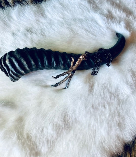 Real Electroformed Pigeon Foot Pendant with Black Obsidian N226