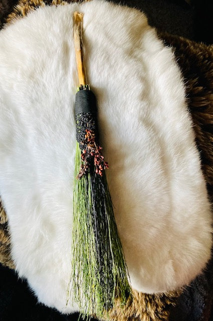 Mini Altar Broom/Besom with a Real Coyote Leg Bone Handle A204