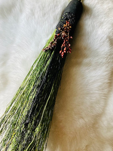 Mini Altar Broom/Besom with a Real Coyote Leg Bone Handle A204