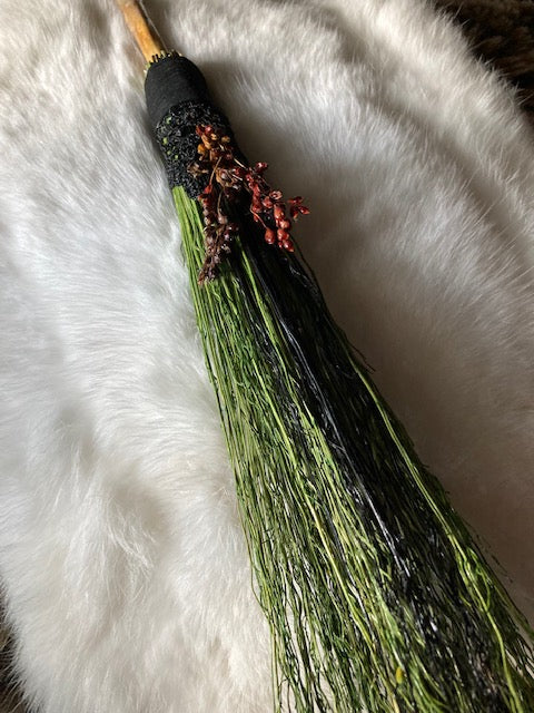 Mini Altar Broom/Besom with a Real Coyote Leg Bone Handle A204