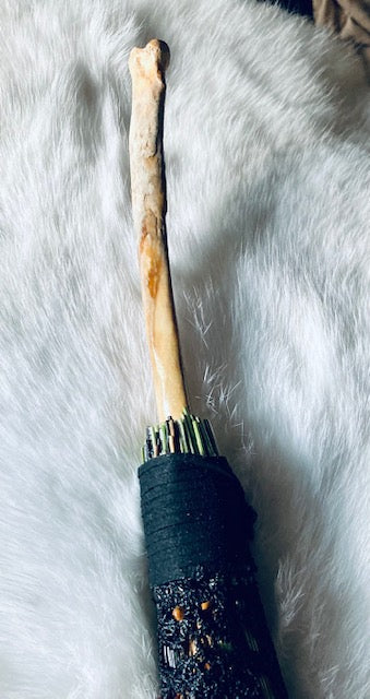 Mini Altar Broom/Besom with a Real Coyote Leg Bone Handle A204