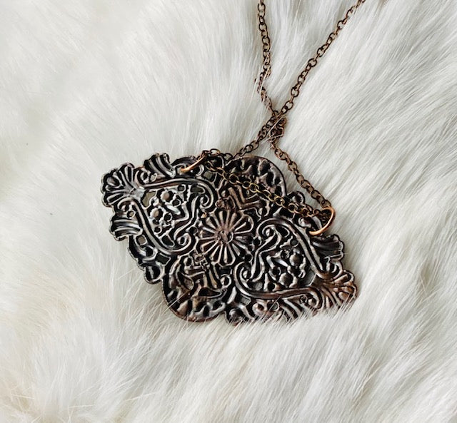 Electroformed Copper Skull Pendant