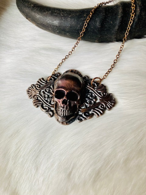 Electroformed Copper Skull Pendant