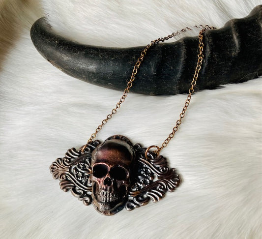 Electroformed Copper Skull Pendant
