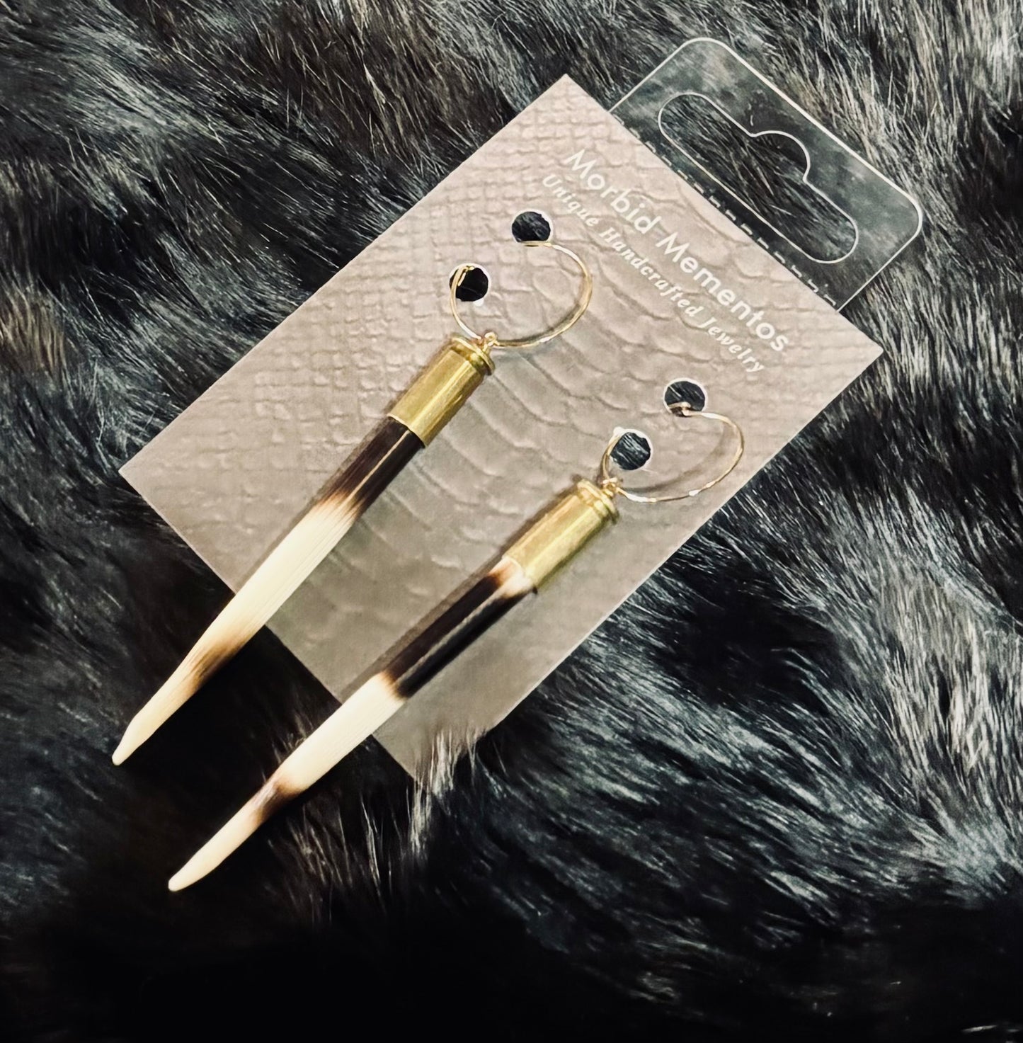 Porcupine Quill and Brass Bullet Casings E204