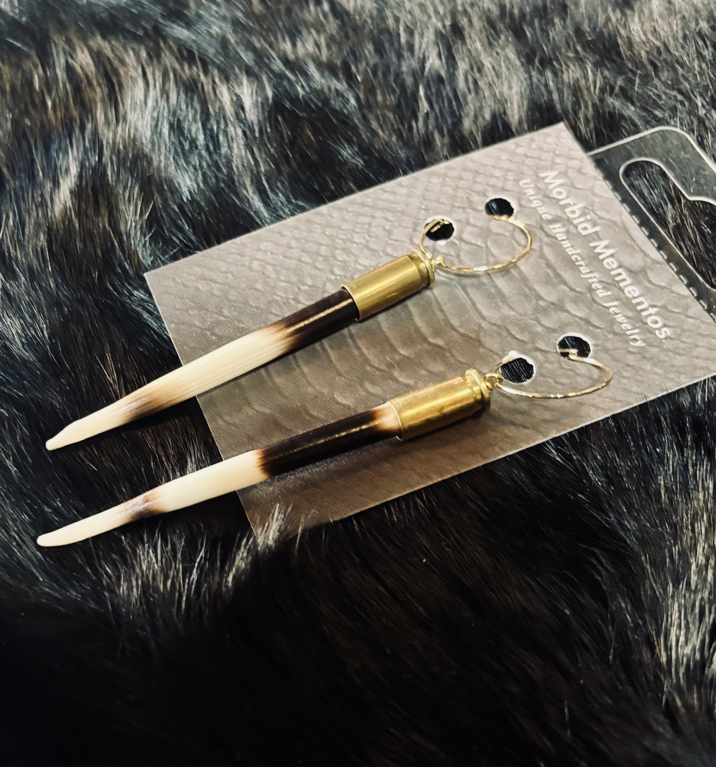 Porcupine Quill and Brass Bullet Casings E204