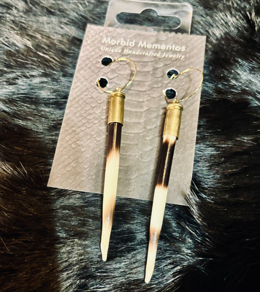 Porcupine Quill and Brass Bullet Casings E204