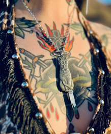 Brass Cat Knife Necklace N613