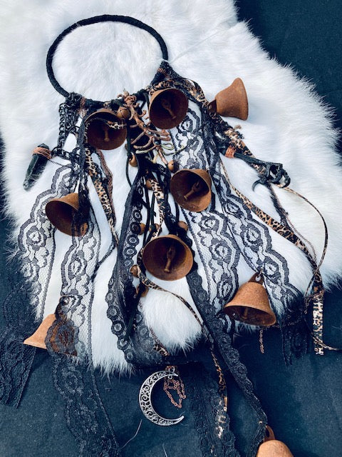 Traditional Witch Bells with Bones and Crystals