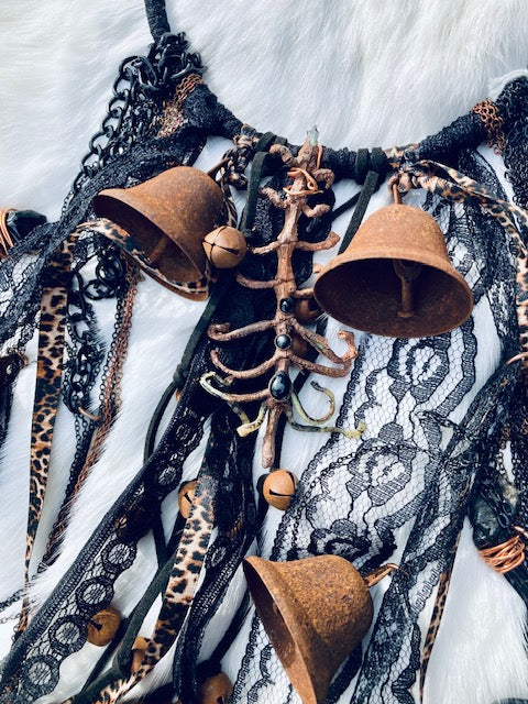 Traditional Witch Bells with Bones and Crystals