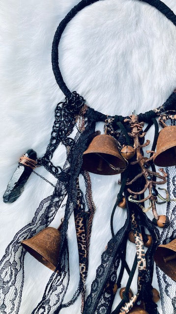 Traditional Witch Bells with Bones and Crystals