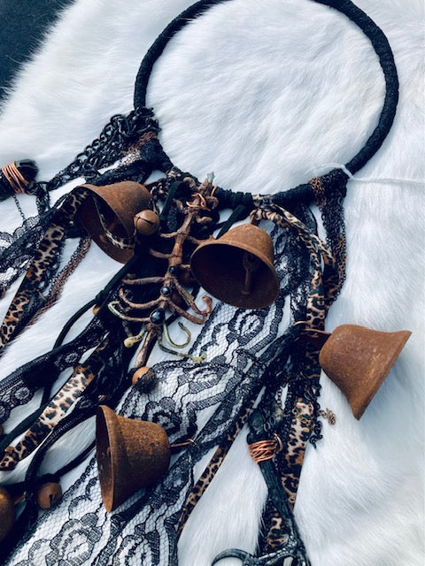 Traditional Witch Bells with Bones and Crystals