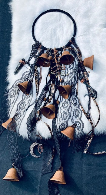 Traditional Witch Bells with Bones and Crystals