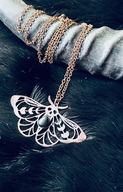 Deaths Head Moth Copper Necklace