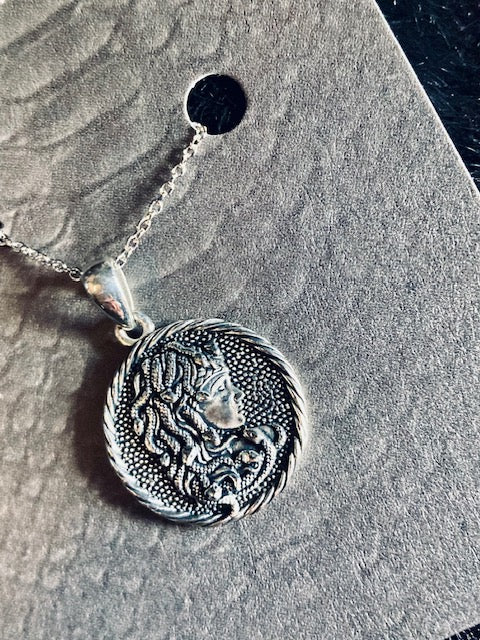 Sterling Silver (.925) Medusa Coin Necklace