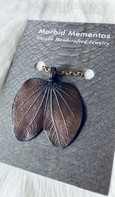 Real Copper Coated Tobacco Leaf Pendant