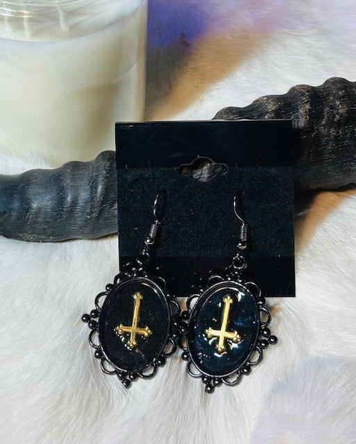 Inverted Cross Dangle Earrings