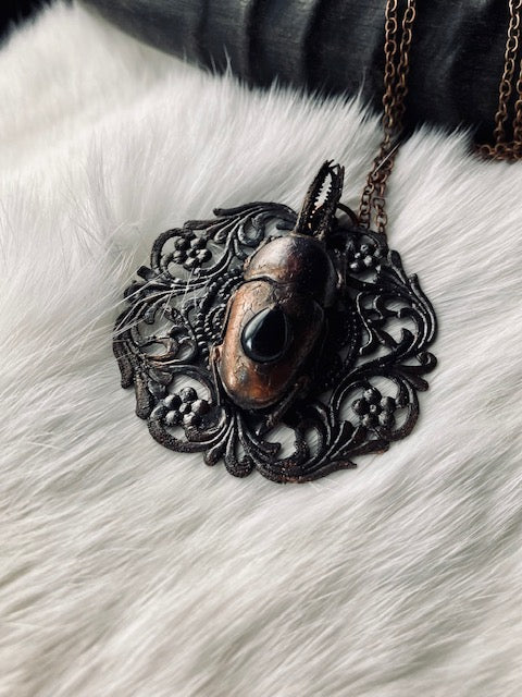 Real Copper Electroformed Stag Beetle Pendant